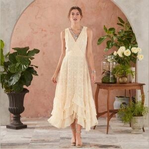 Sundance CHAMPS DE FLEUR DRESS Ivory lace midi